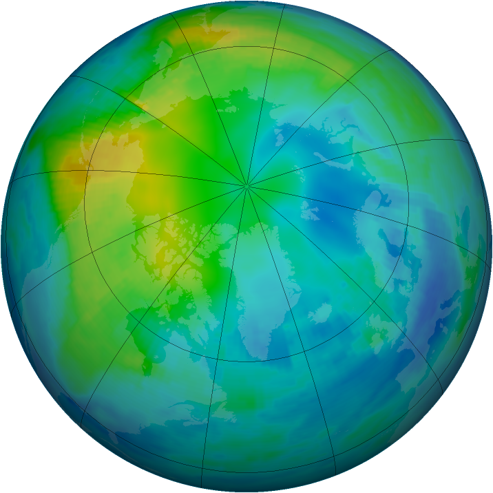Arctic ozone map for 07 November 1996